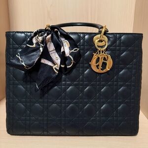 Dior Black Quilted Tote with Gold Accents